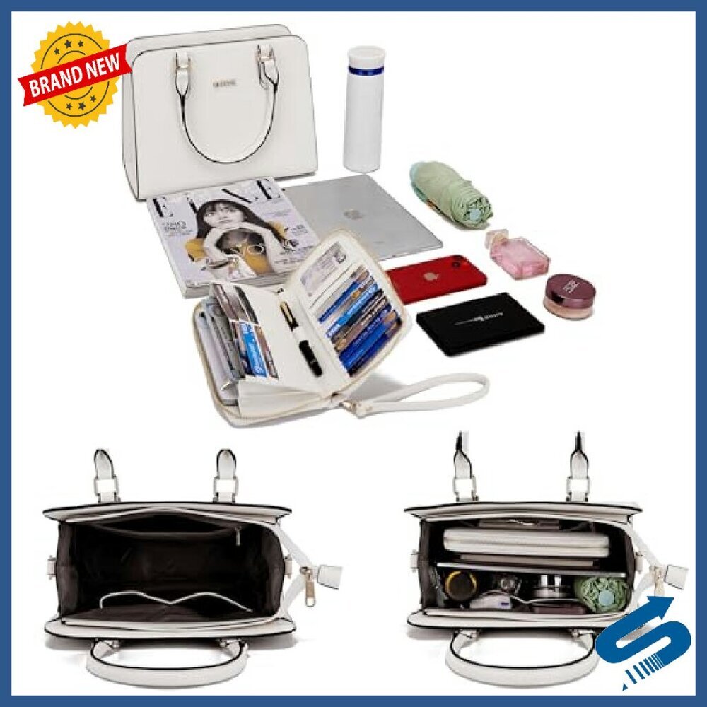Top Handle Satchel Purse & Wallet Set Work Tote Bag 2pc - Picture 4 of 8